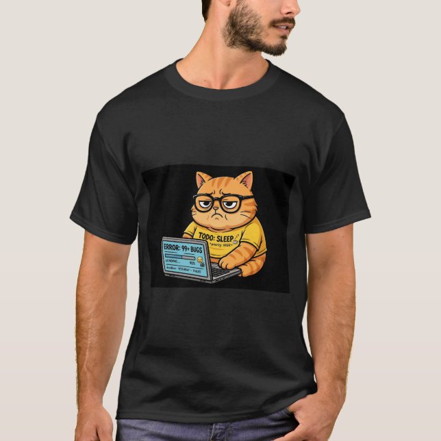 Rolig Orange Katt Programmerare Tröja (Framsida)