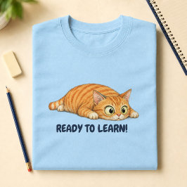 Rolig Orange Katt Redo att Lära sig Tillbaka till T Shirt