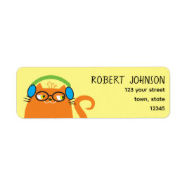 Rolig Orange Katt Returadress Etikett