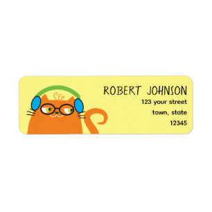 Rolig Orange Katt Returadress Etikett