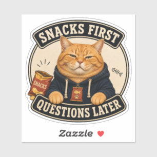 Rolig Orange Katt Vinyl Klistermärke Snacks Förs Klistermärken
