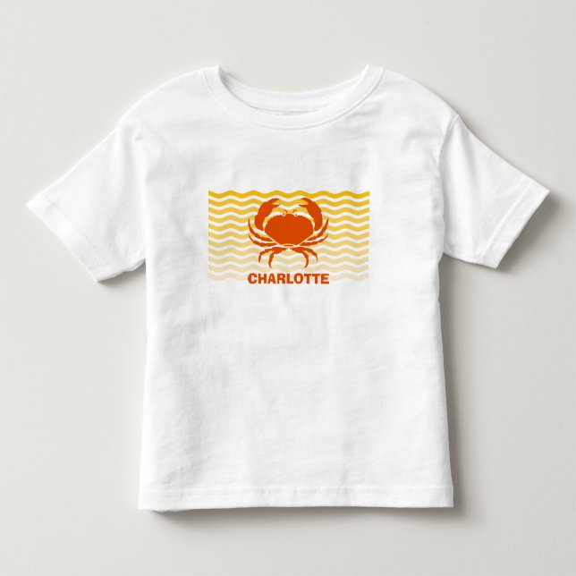 Rolig orange krabba på den sandiga seashoren t shirt (Framsida)