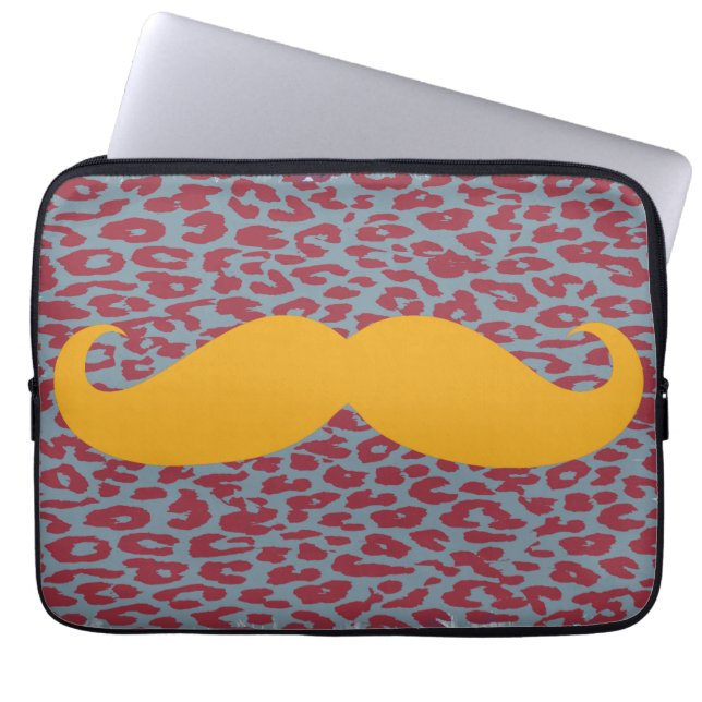 Rolig orange mustasch laptop fodral (Framsidan)