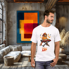 Rolig orange tangentspelande karaktärmusik t shirt