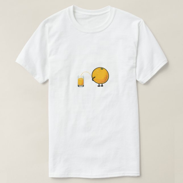 Rolig Orangejuice Karikatyr T Shirt (Design framsida)