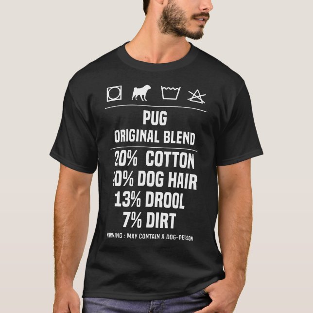 Rolig Original Blandning Mops Hund Present T Shirt (Framsida)