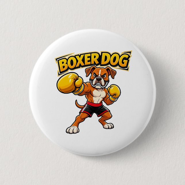 Rolig Original Design Boxning Boxer Hund Knapp (Framsida)