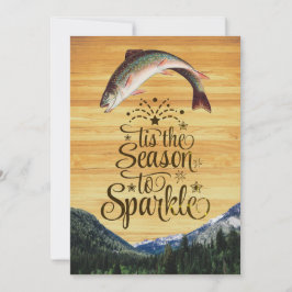 Rolig öring Julhälsningar på trästruktur Julkort