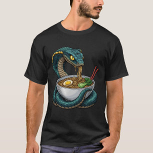 Rolig orm som äter Ramen nudlar japansk mat T Shirt