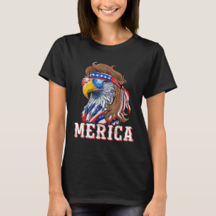 Rolig Örn Mullet 4:e Juli USA Amerikansk Flagga M T Shirt