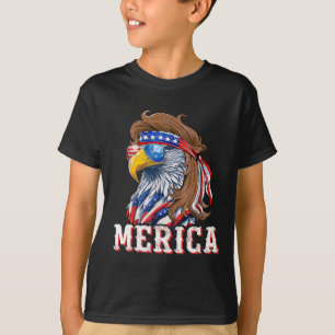 Rolig Örnfrisyr 4:e Juli USA Amerikansk Flagga M T Shirt