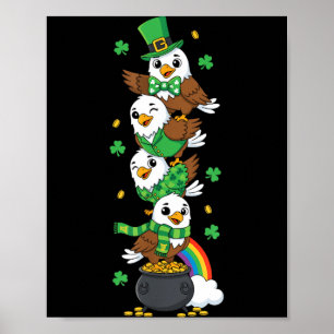 Rolig Örnklöver St Patricks Day Kvinnor Män Poster