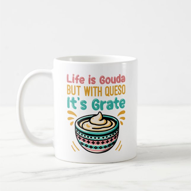 Rolig ost Gouda Queso mat pun  Kaffemugg (Vänster)