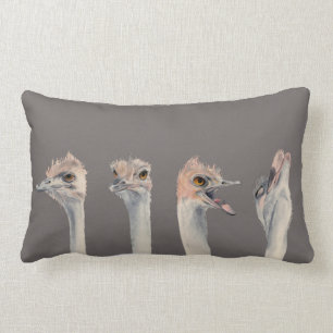 Rolig Ostrichfågelvattenfärg Lumbarkudde