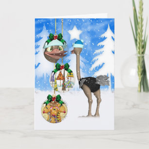 Rolig Ostrichjulkort - god jul Helgkort