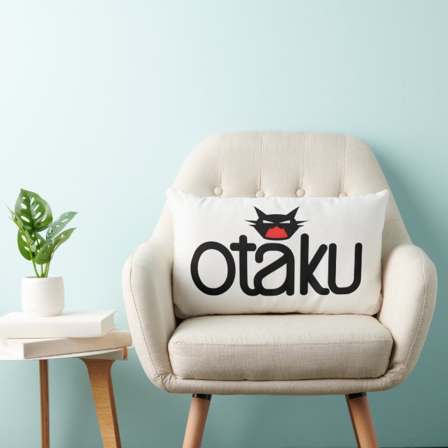 Rolig Otaku-katt slogan Lumbarkudde (Stol)