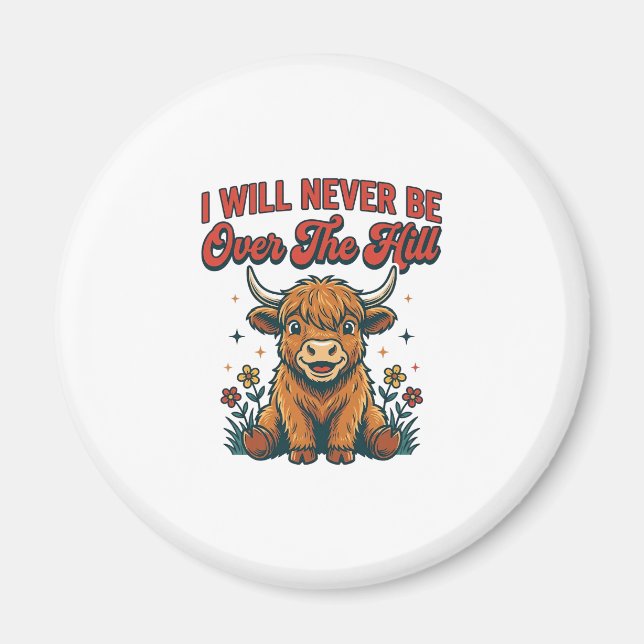 Rolig över kullen högländer ko födelsedagsdesign_1 magnet (Framsidan)