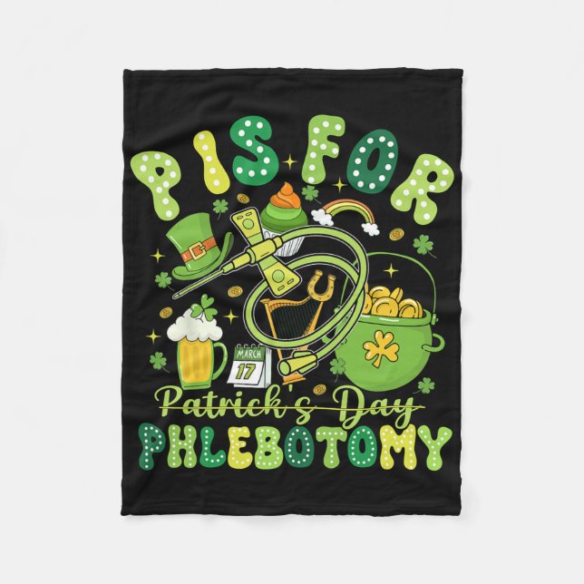 Rolig P är flebotomi St Patrick's Day flebotomiste Fleecefilt (Framsidan)