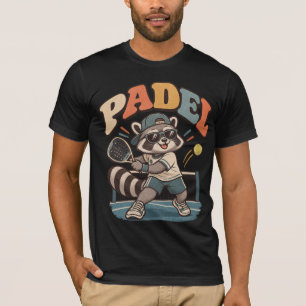 Rolig Padel Tvättbjörn T-Shirt – Vintage Court Kul