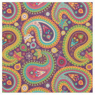 Rolig Paisley Boho Färgrik Blommig Tyg
