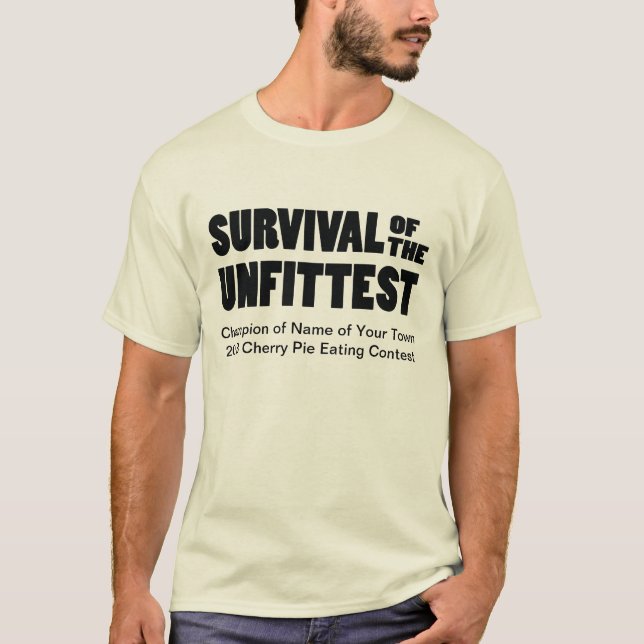 Rolig paj som äter tävlingvinnare överlevnad tee shirt (Framsida)