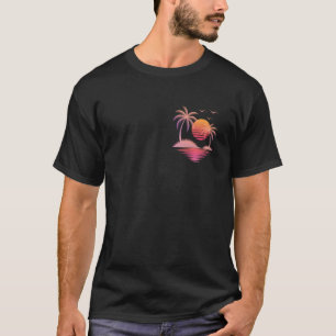 Rolig Palmträd Solnedgång Sommarlov Vinta T Shirt