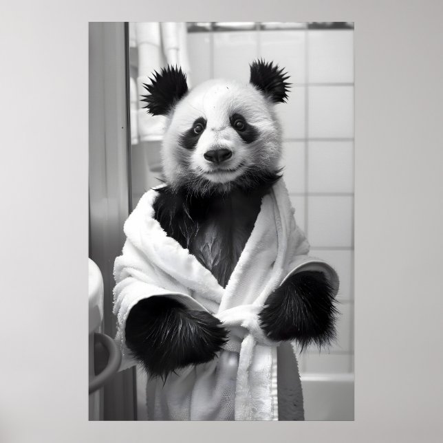 Rolig Panda Baddräkt Tryck Sällsynt Badrumsvägg (Framsidan)