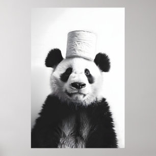 Rolig Panda Badrums Konst Vintage Toalettpappersru Poster