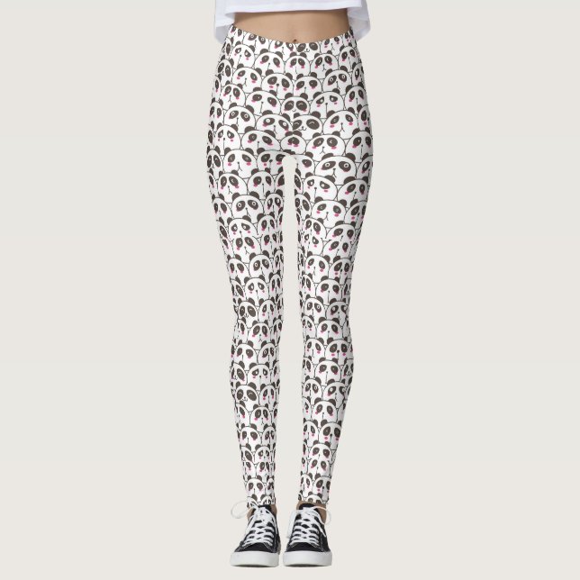 Rolig Panda Björn Klotter Leggings (Framsida)