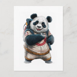 Rolig Panda Filmkaraktär på en Vit Helg Vykort
