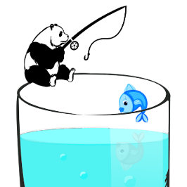 Rolig Panda Fiskar I Ett Glas Vatten T Shirt
