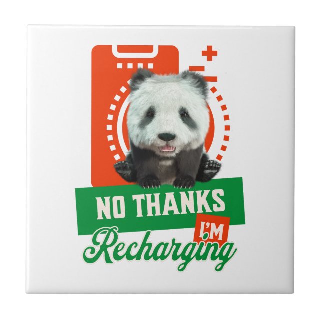 Rolig Panda Laddar Introvert Batteri Design Kakelplatta (Framsidan)