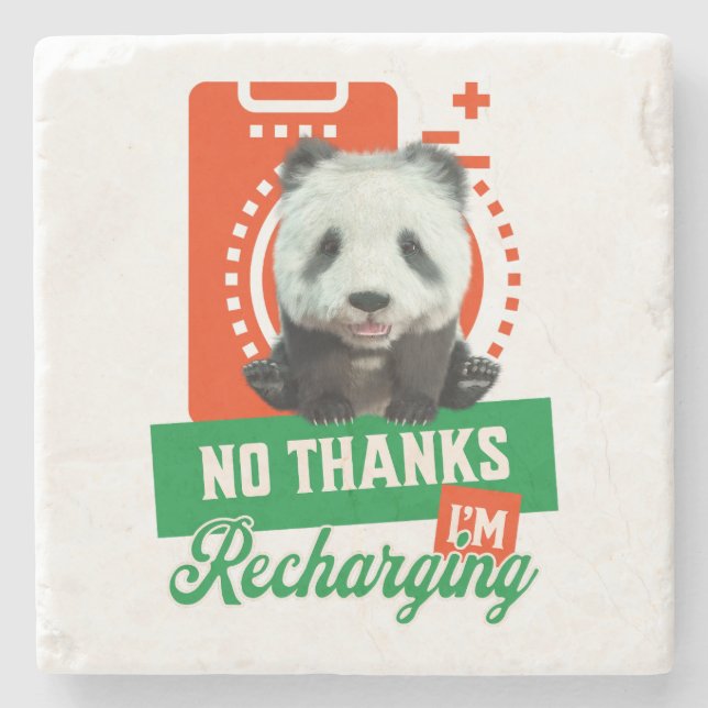 Rolig Panda Laddar Introvert Batteri Design Stenunderlägg (Framsidan)