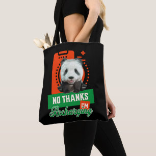 Rolig Panda Laddar Introvert Batteri Design Tygkasse