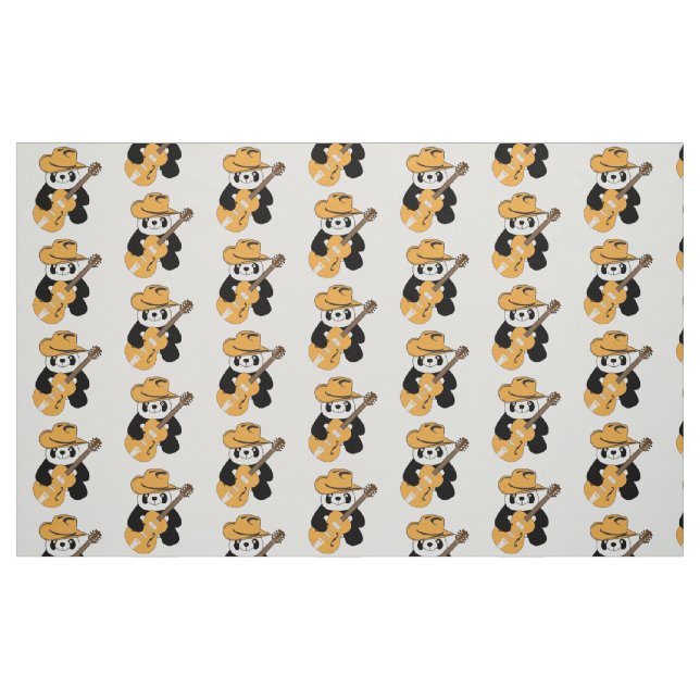 Rolig panda med gitarr tyg (Fat Quarter)
