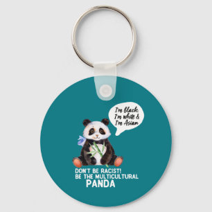 Rolig Panda mot rasismsvartvit och asiat Nyckelring