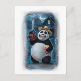 Rolig Panda Skräckfilm på en Vit Helg Vykort