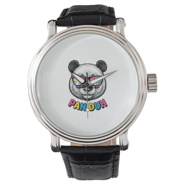 Rolig Panda Solglasögon Vintage Graverad Tröja Des Armbandsur (Framsida)