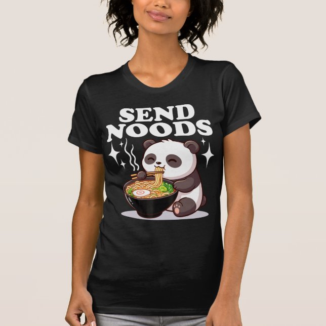 Rolig Panda som äter Ramen Puns Söt T Shirt (Framsida)