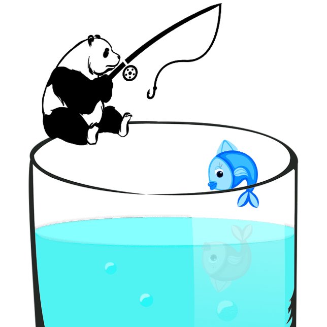 Rolig Panda som fiskar i ett glas vatten T Shirt (Skapare uppladdad)