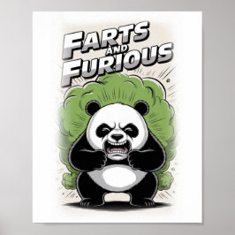 Rolig Panda som gör en Fart på en Vit Poster