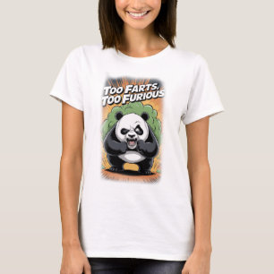 Rolig Panda som släpper Fart på en svart T Shirt