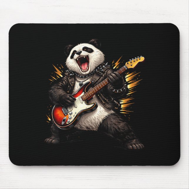 Rolig Panda som spelar gitarr Rock and Roll för mä Musmatta (Framsidan)