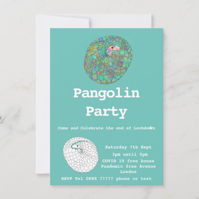 Rolig Pangolin lockdown fri Covid19 humor Party (Framsida)
