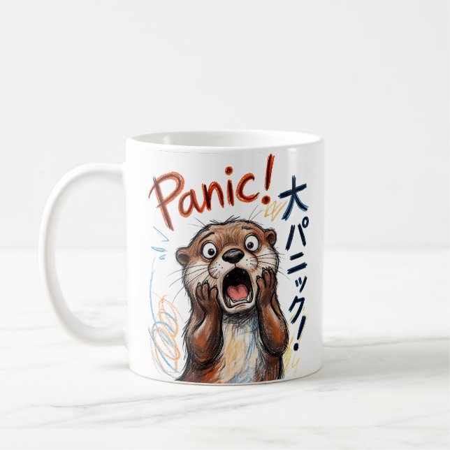 Rolig panik-utter-meme  kaffemugg (Vänster)