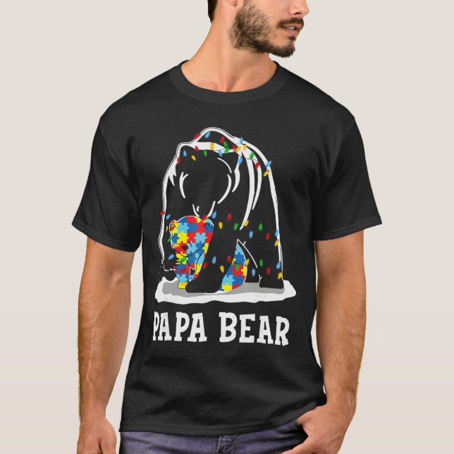 Rolig Papa Björn Autism Medvetenhet Autism Matchan T Shirt (Framsida)