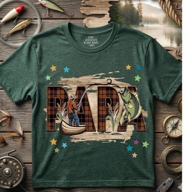 Rolig Papa Fiske-Karré Trästruktur T-Shirt (Skapare uppladdad)