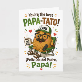 Rolig Papá-Potatis Pappadagen-kort på två språk Kort