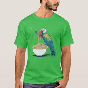 Rolig papegoja som äter Ramen nudlar T Shirt