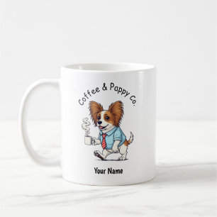 Rolig Papillon Hund Affärsdräkt Kaffe Kaffemugg